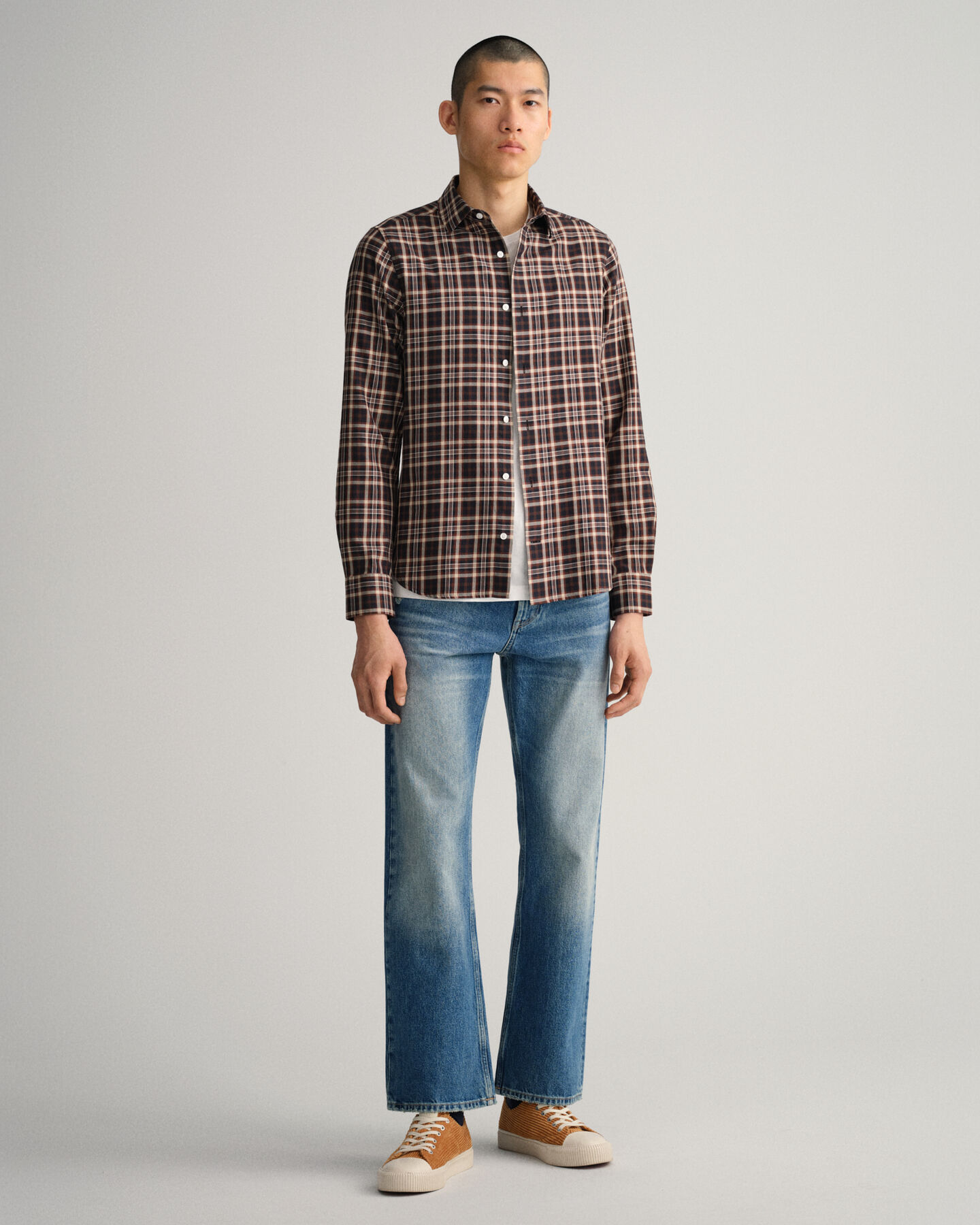 Camisa Slim Fit de sarga de cuadros