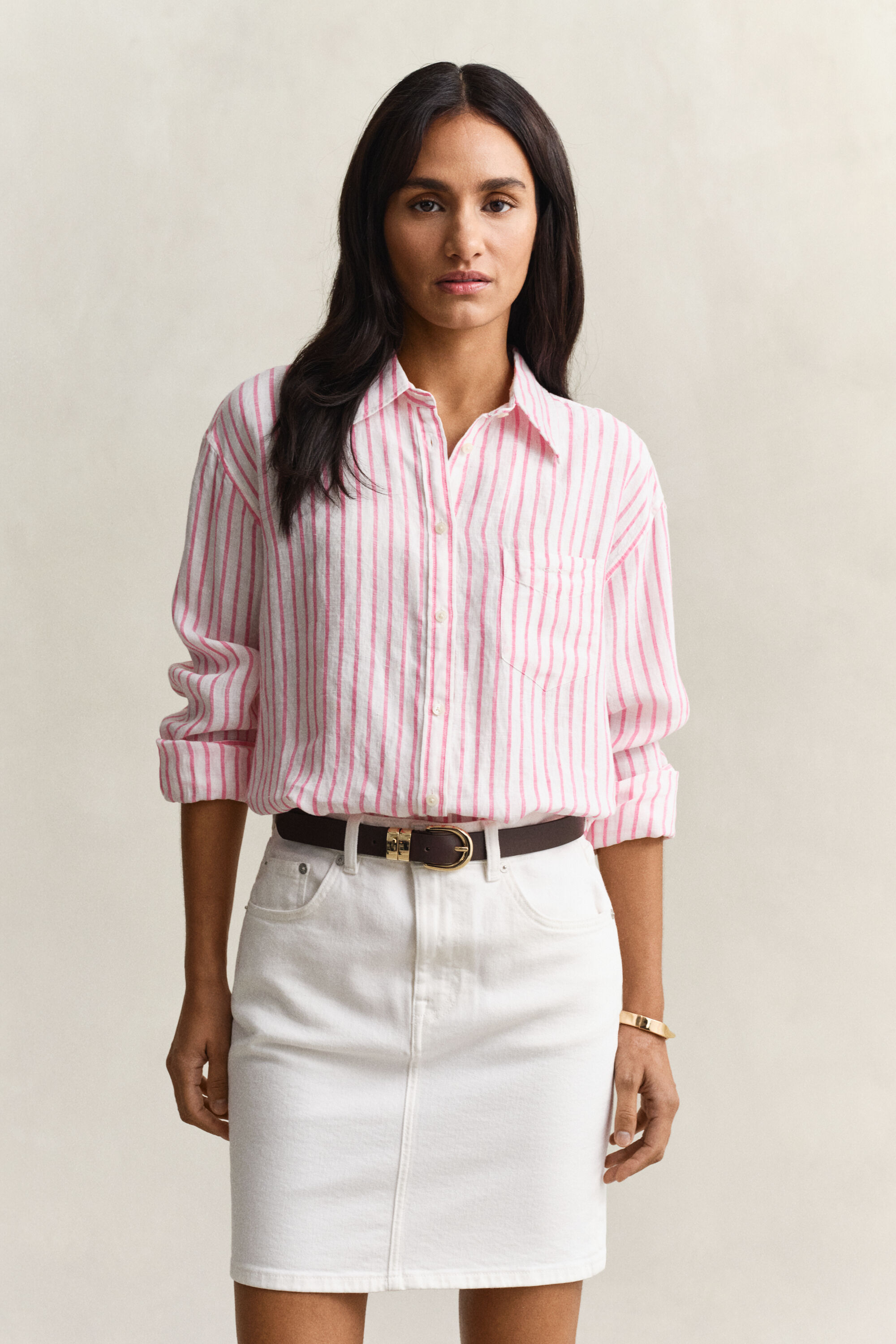 Camisa Relaxed Fit de lino a rayas