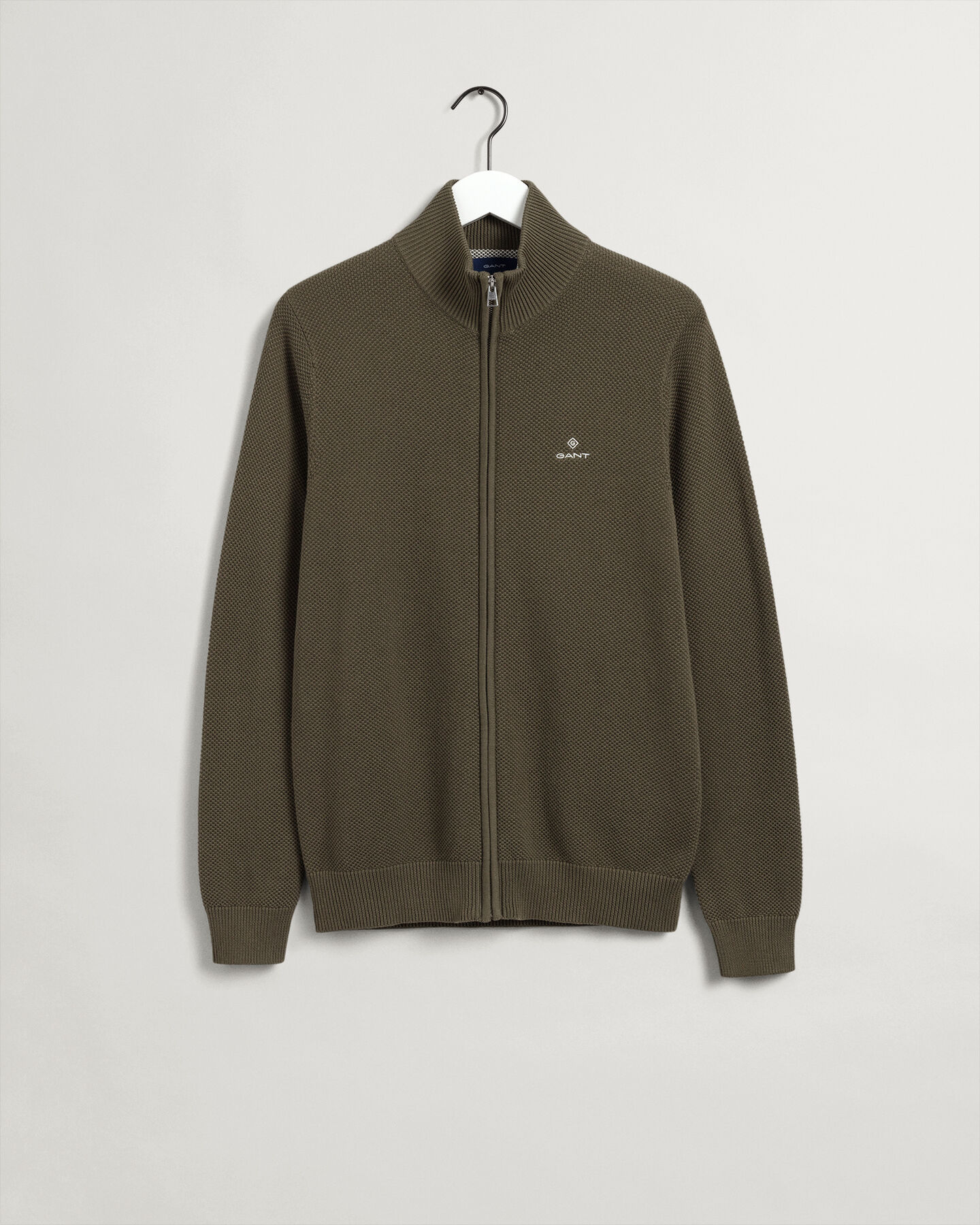 C&aacute;rdigan de piqu&eacute; de algod&oacute;n con media cremallera