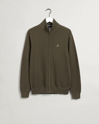 C&aacute;rdigan de piqu&eacute; de algod&oacute;n con media cremallera