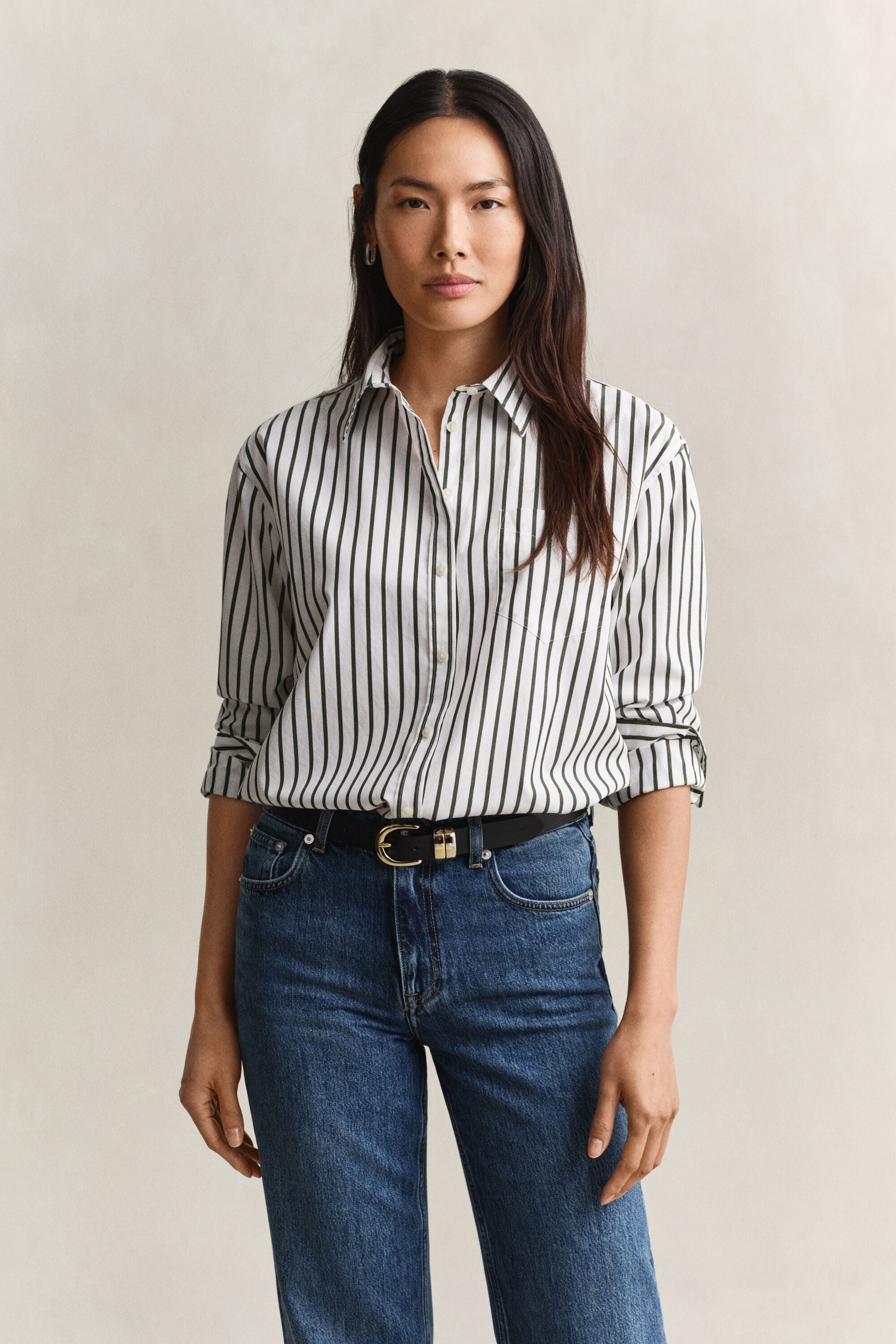 Camisa Relaxed Fit clásica de popelina a rayas