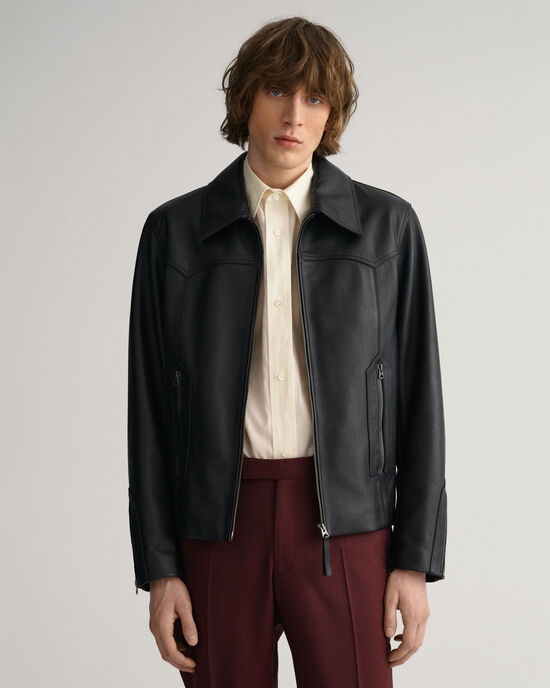 Cazadora corta de piel