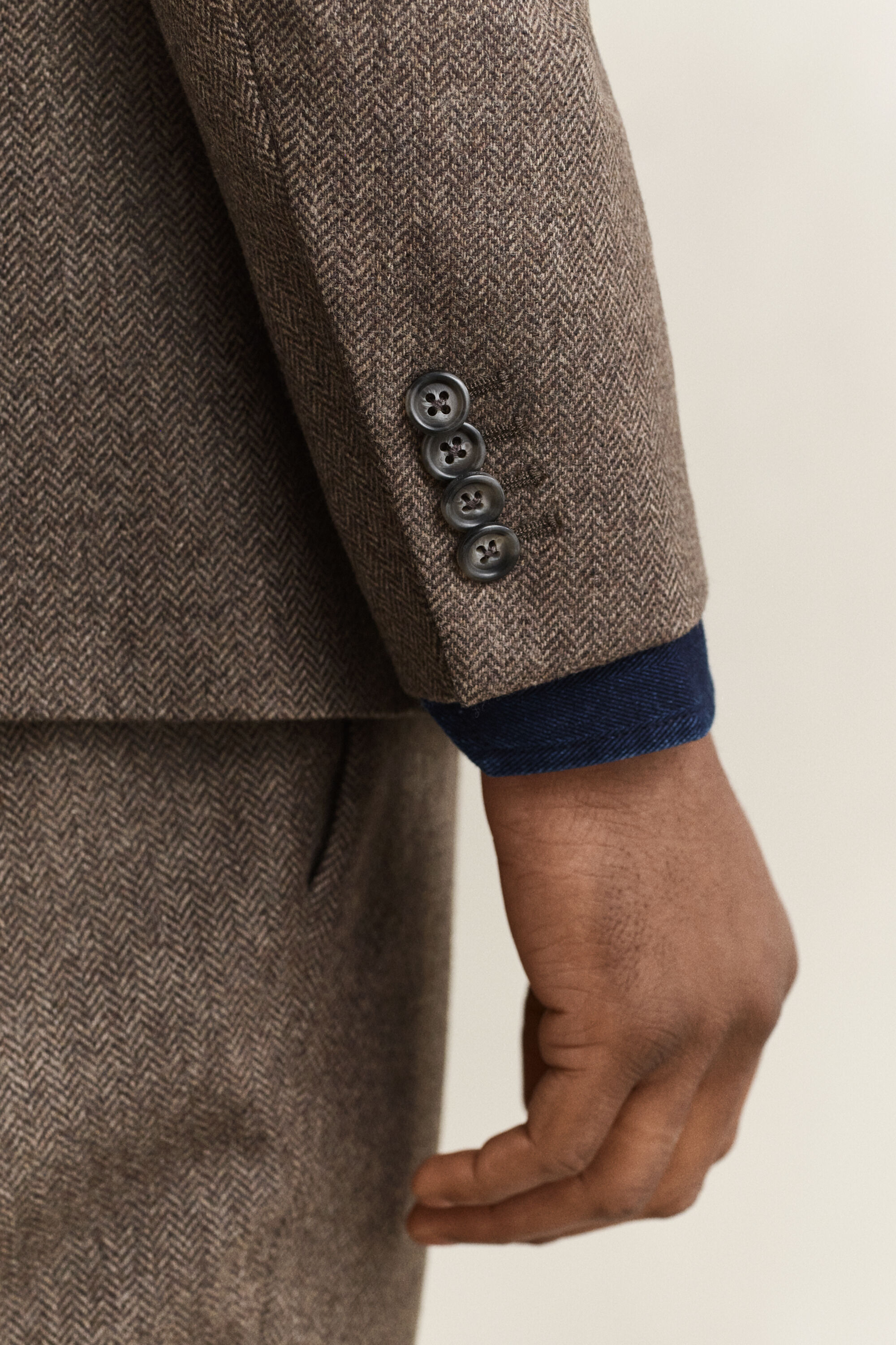Chaqueta de traje de lana con diseño de espiga