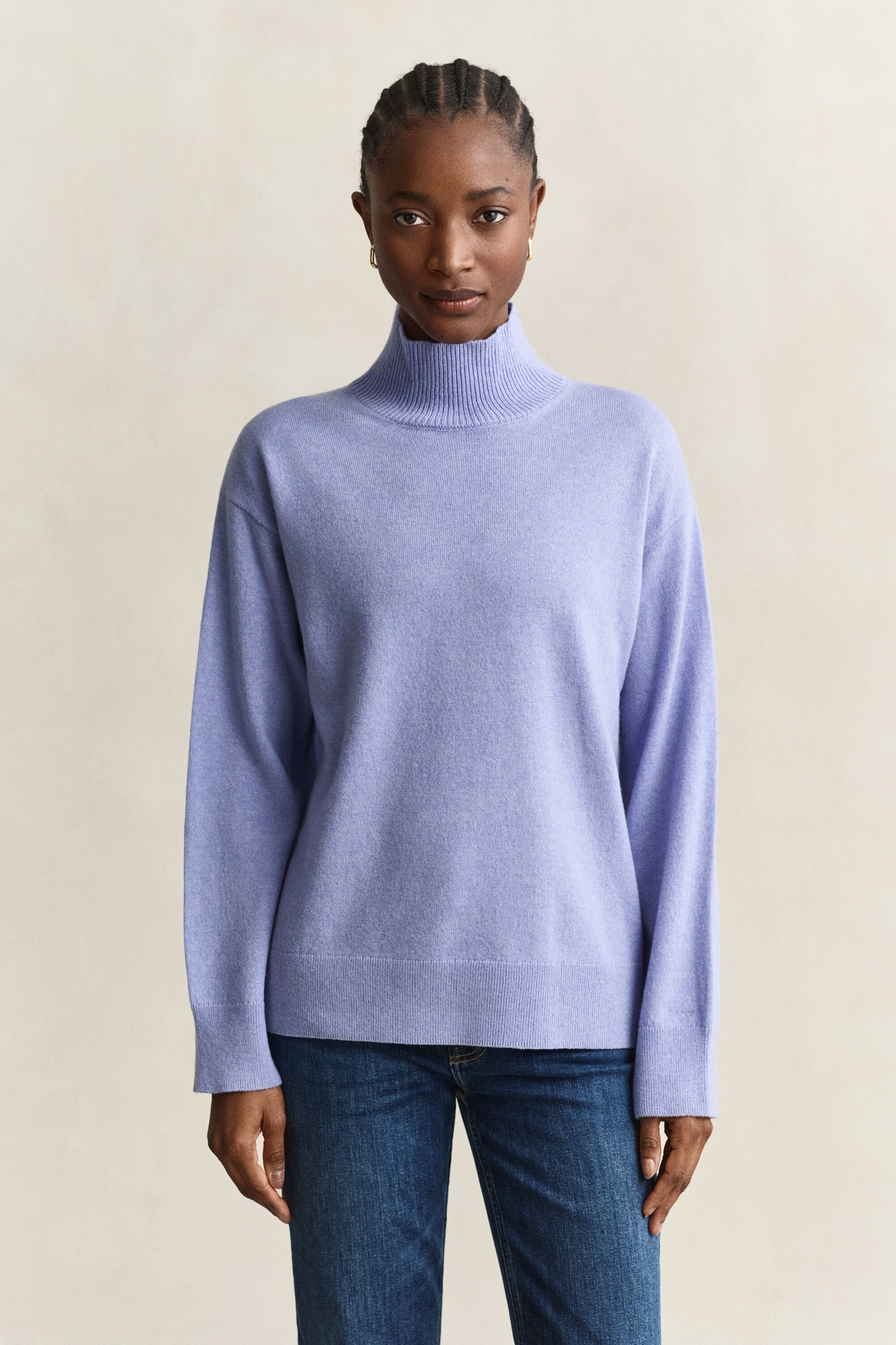 Jersey de lana de oveja superfina con cuello cerrado