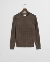 Jersey de cuello redondo y punto de ochos en algodón