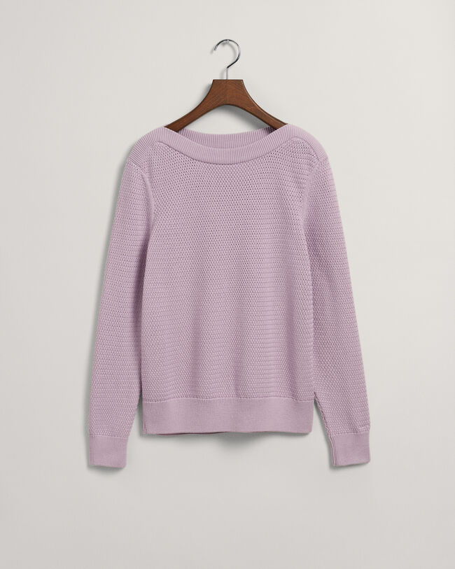 Jersey de algod&oacute;n con cuello de barco Textured