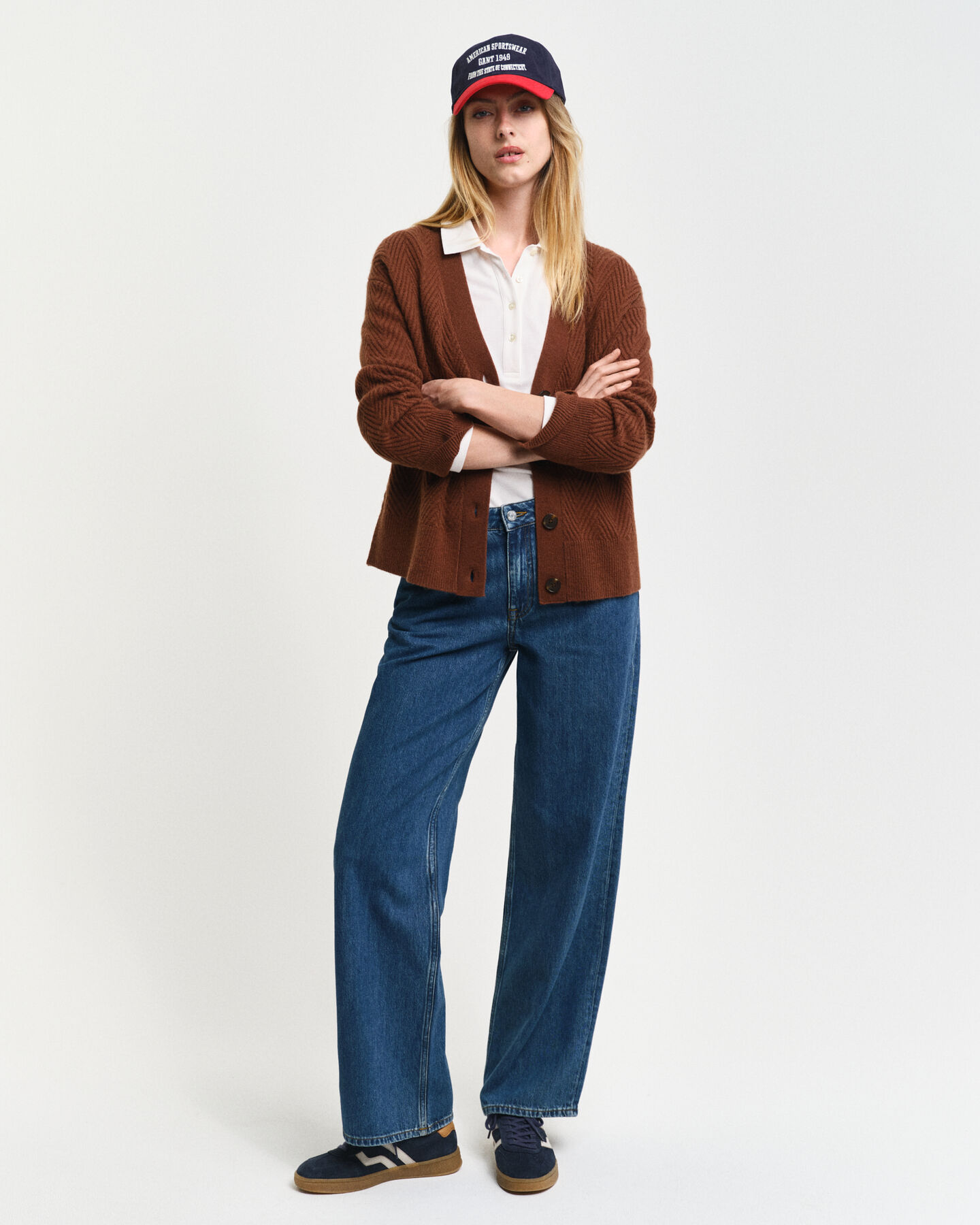 C&aacute;rdigan de cuello de pico con dise&ntilde;o de espiga