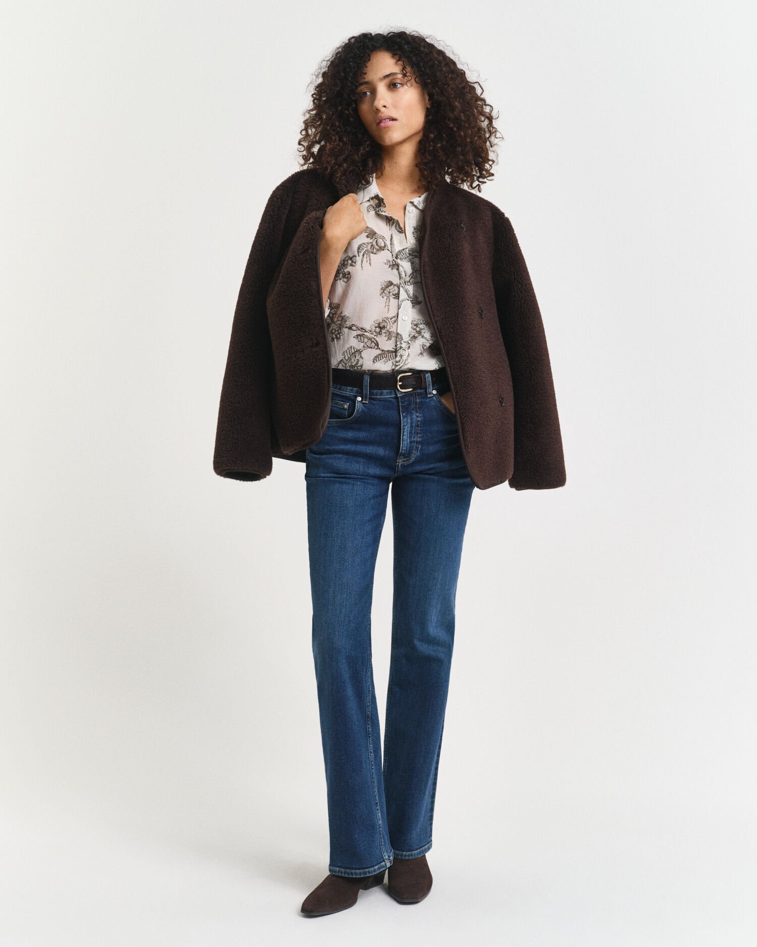 Camisa Relaxed Fit de algodón y seda con estampado de árboles