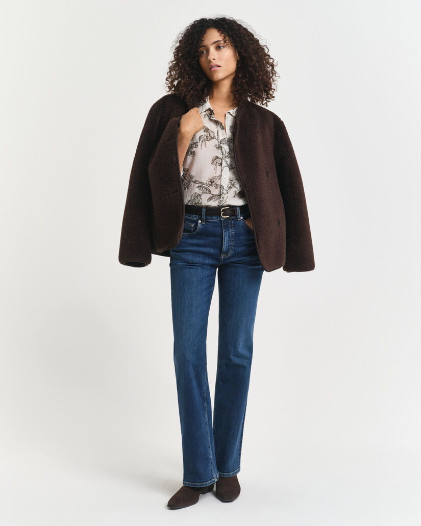 Camisa Relaxed Fit de algodón y seda con estampado de árboles