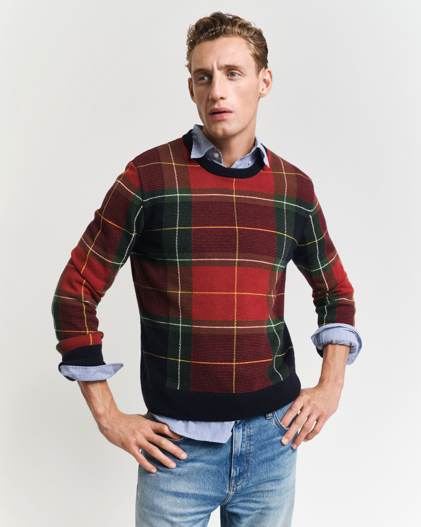 Jersey de cuello redondo a cuadros