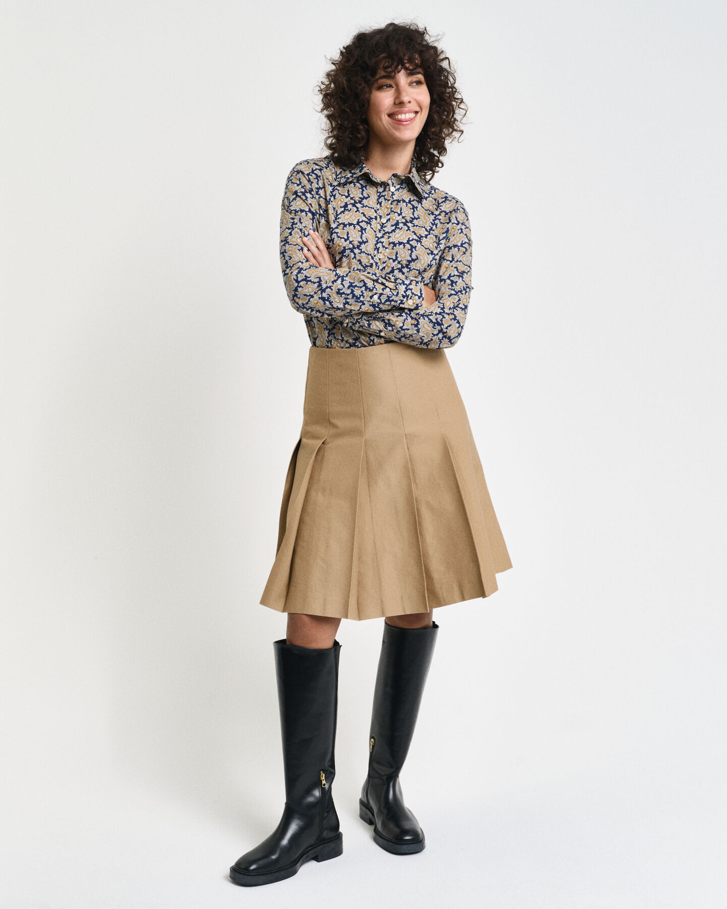 Camisa Regular Fit de gasa de algodón Paisley