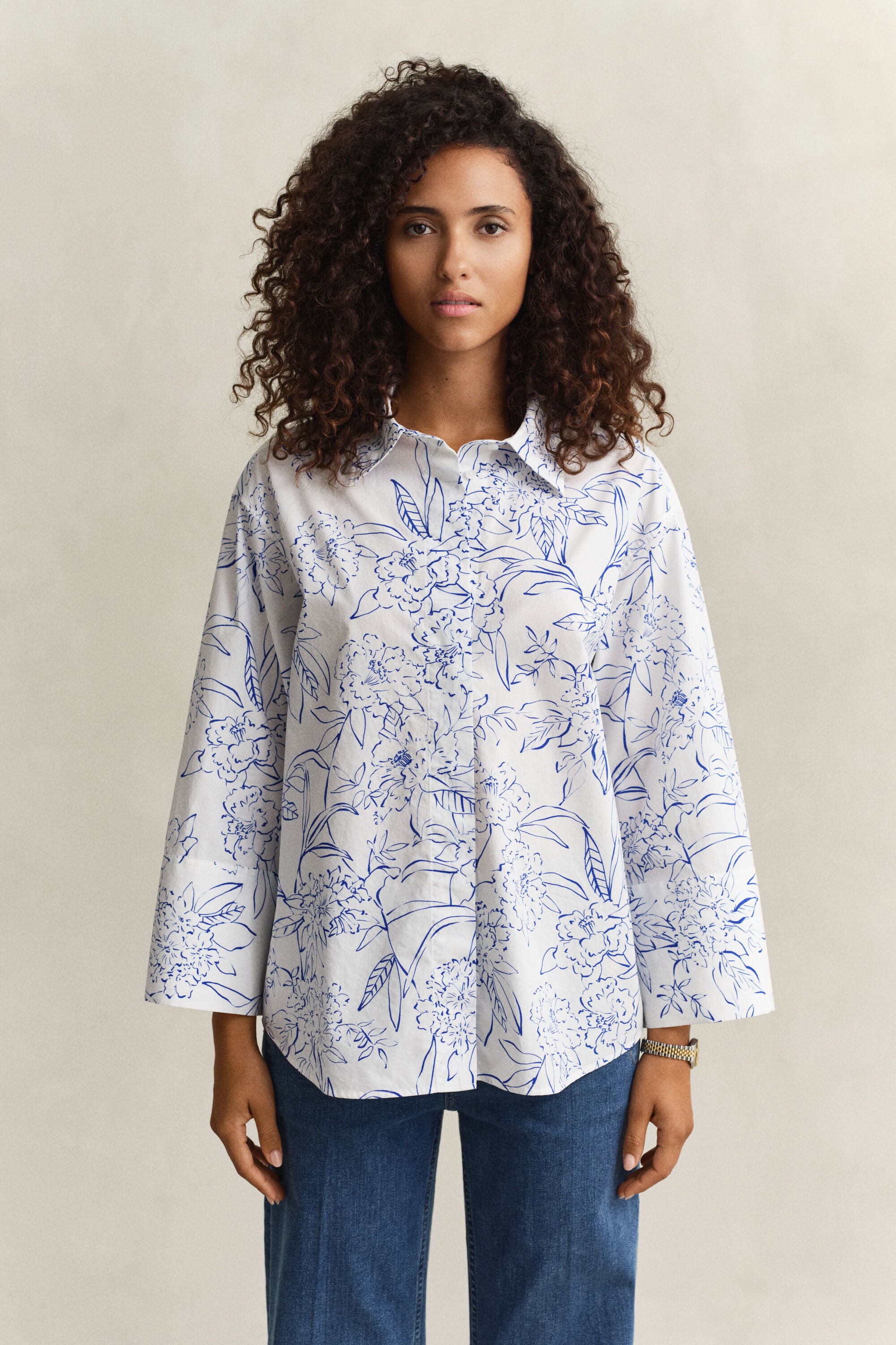 Camisa de popelina floral
