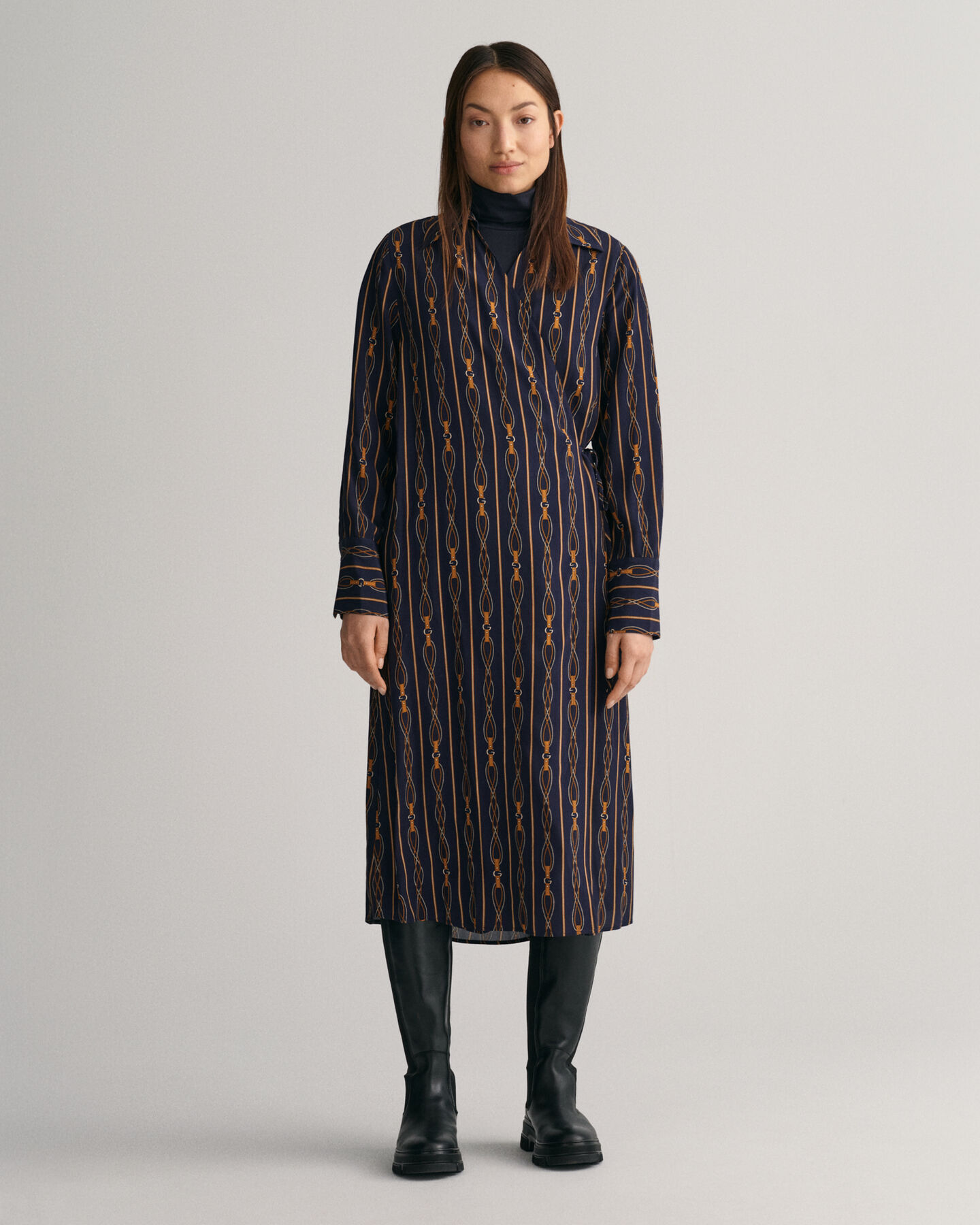 Vestido cruzado de rayas Regular Fit Rope