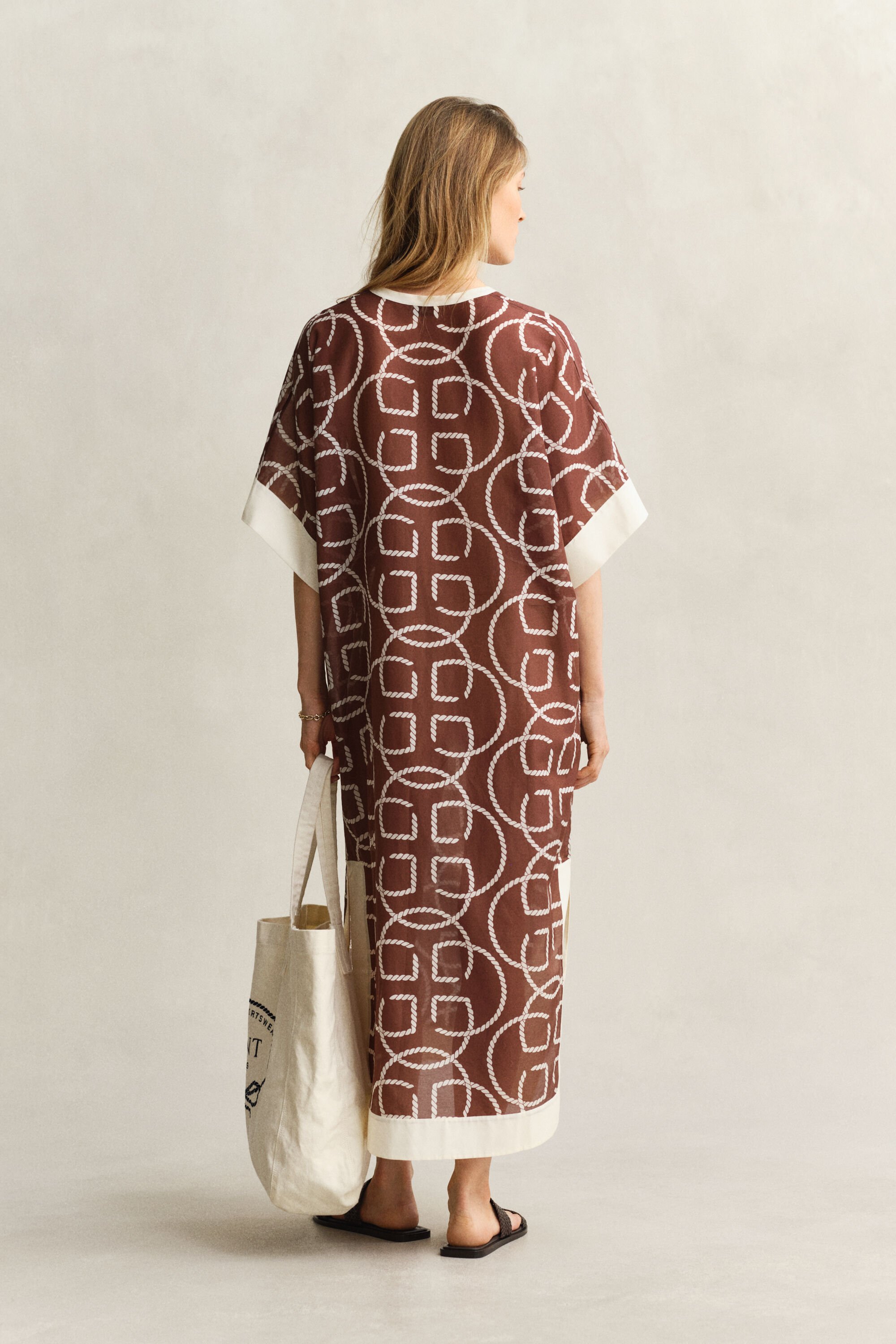 Caftán de algodón y seda Monogram