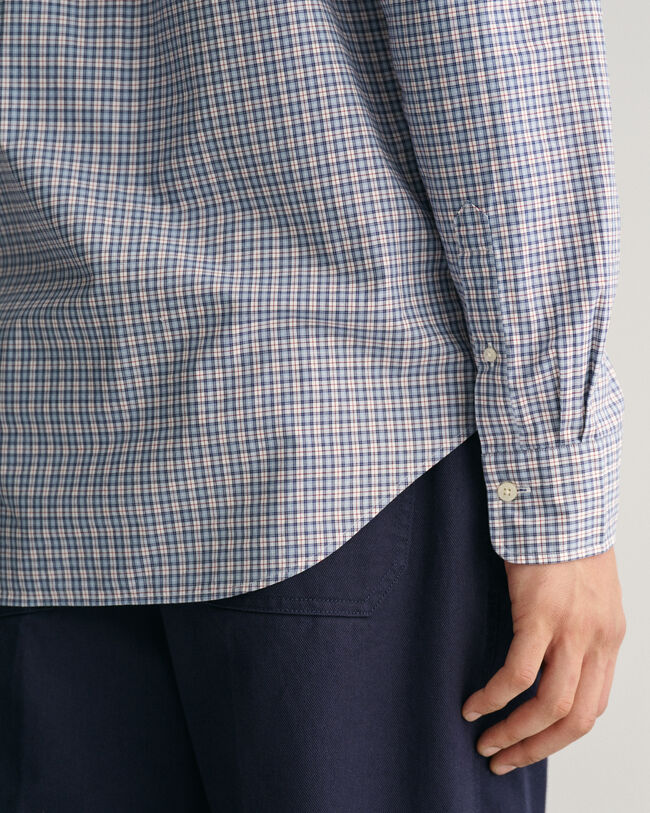 Camisa Regular Fit de popelina con microestampado de cuadros