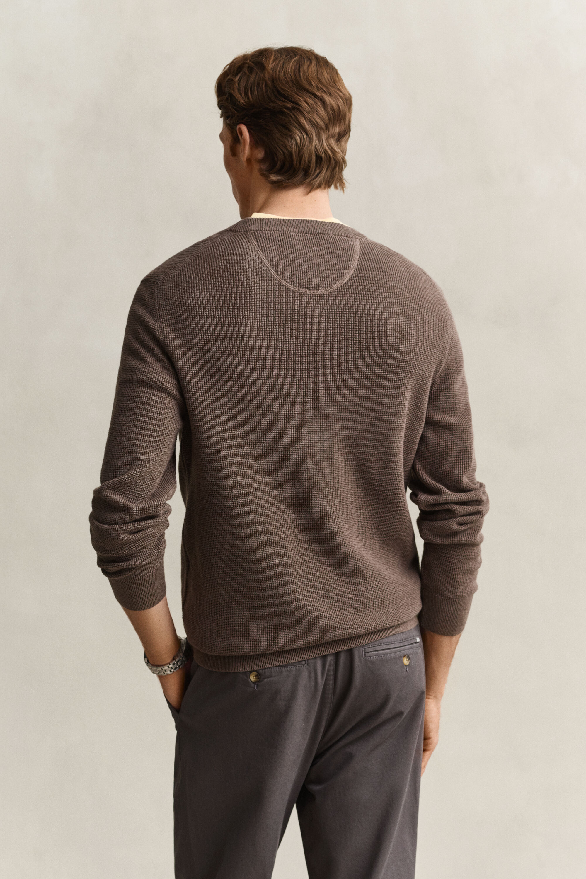 Jersey de algodón con cuello redondo Textured