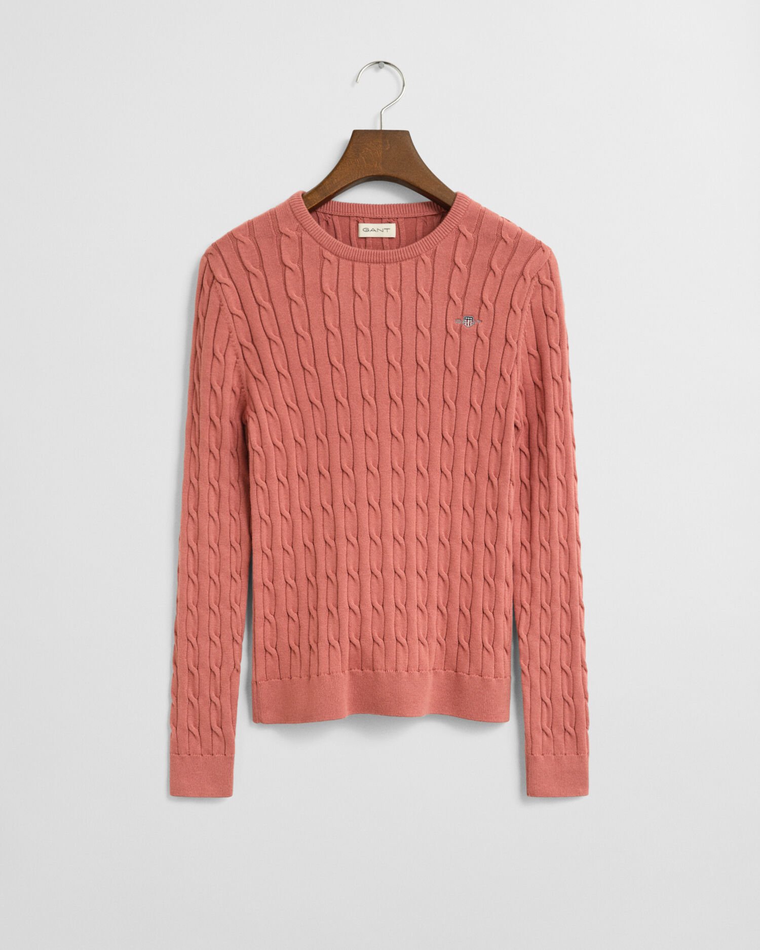 Jersey de cuello redondo con punto de ochos en algodón elástico Teen Girls