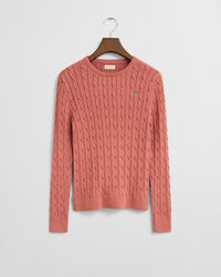 Jersey de cuello redondo con punto de ochos en algodón elástico Teen Girls