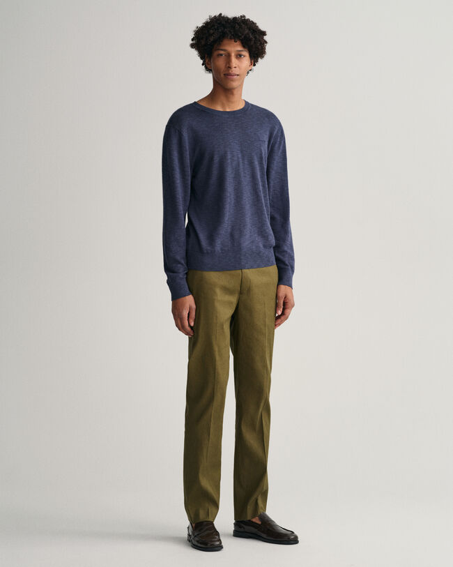 Jersey de cuello redondo de algod&oacute;n y lino