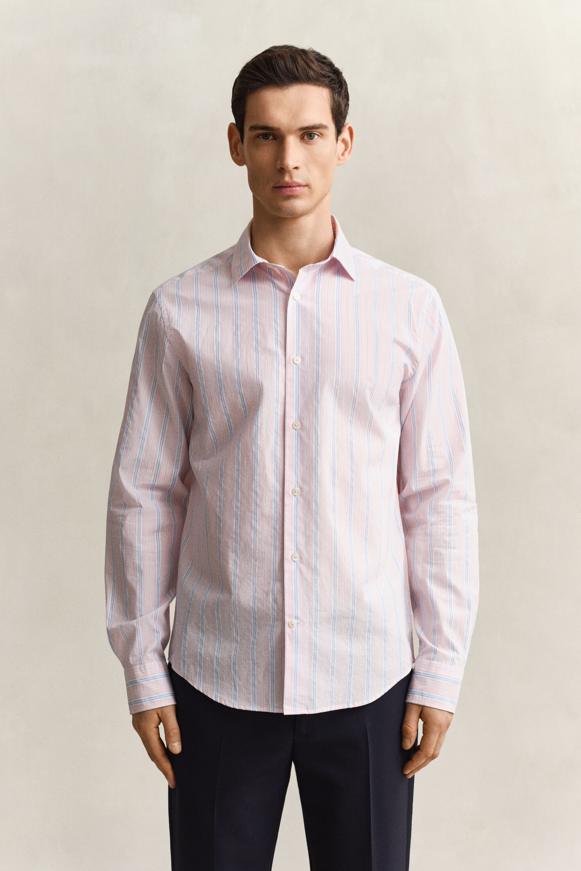 Camisa Regular Fit con textura labrada de rayas
