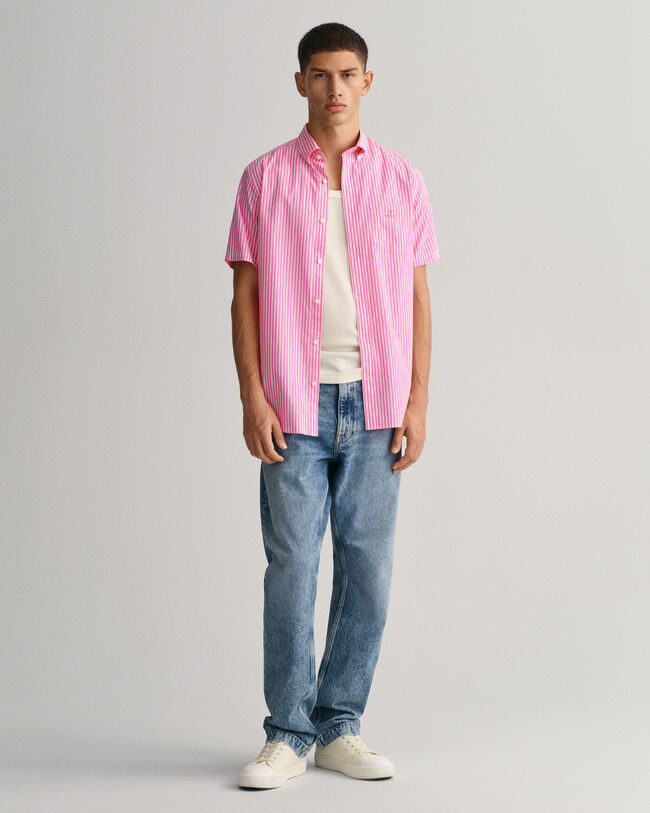 Camisa Regular Fit de manga corta en velarte a rayas