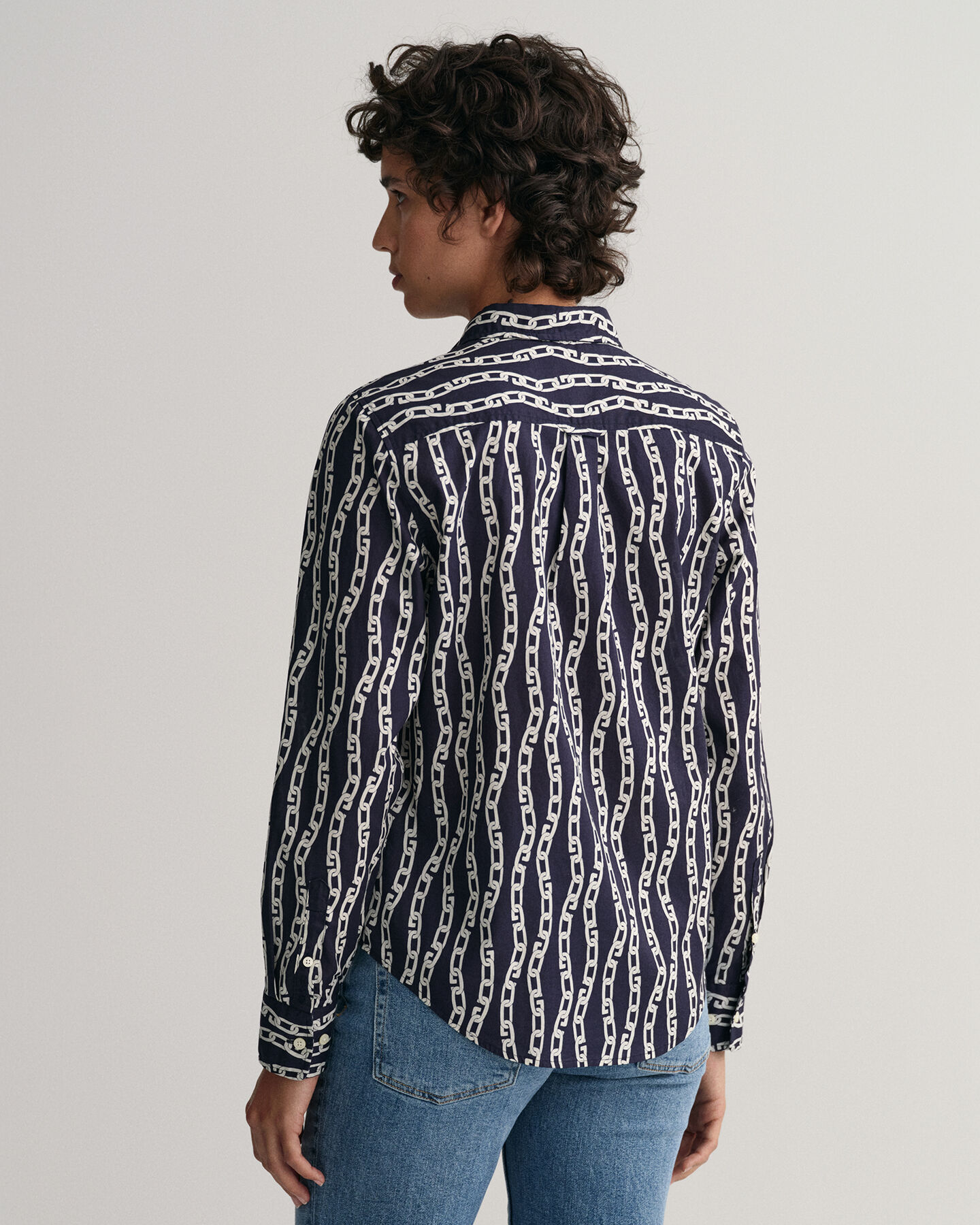 Camisa Regular Fit en gasa de algodón Chain Print