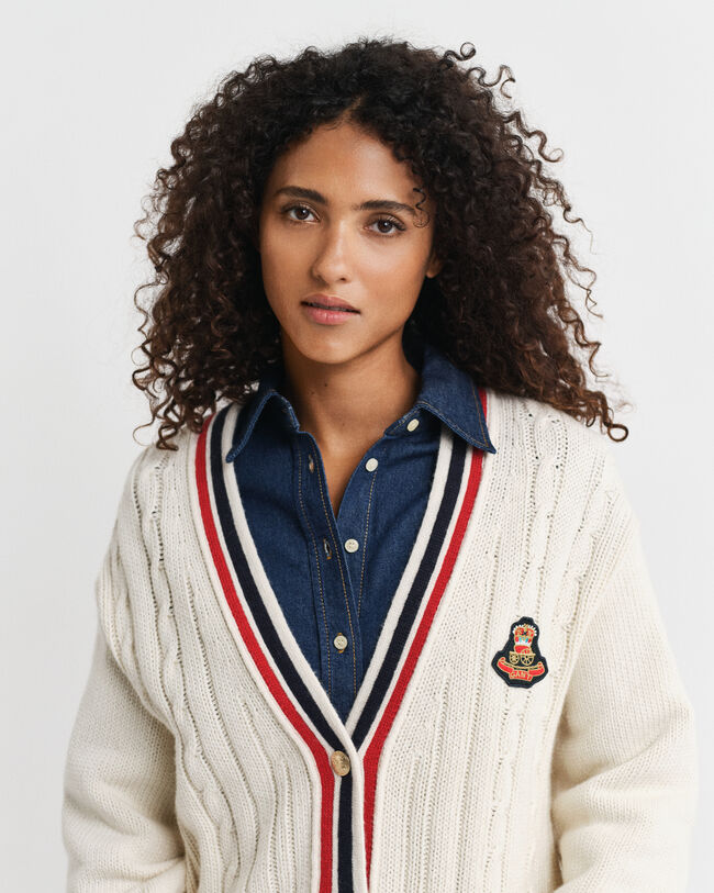 Cárdigan de ochos con cuello de pico Gant Varsity
