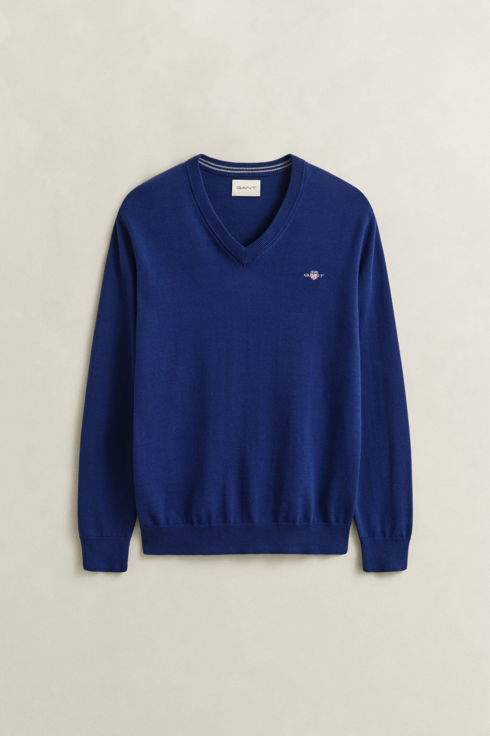 Jersey clásico de algodón con cuello de pico