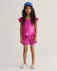 Pantalones cortos de lino con volantes Girls