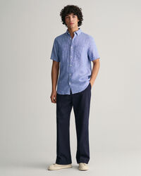 Camisa Regular Fit de manga corta y lino