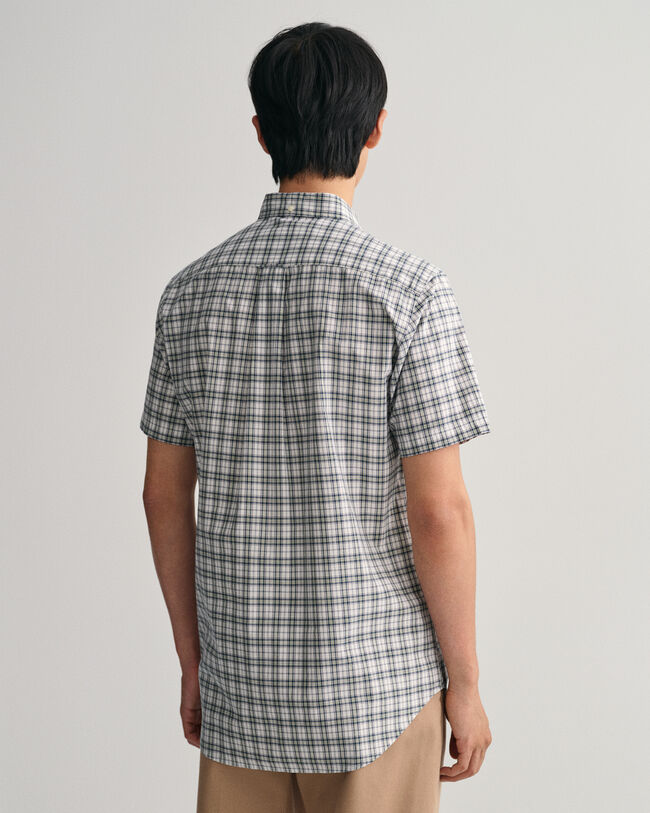 Camisa Regular Fit de manga corta en popelina con microestampado de cuadros