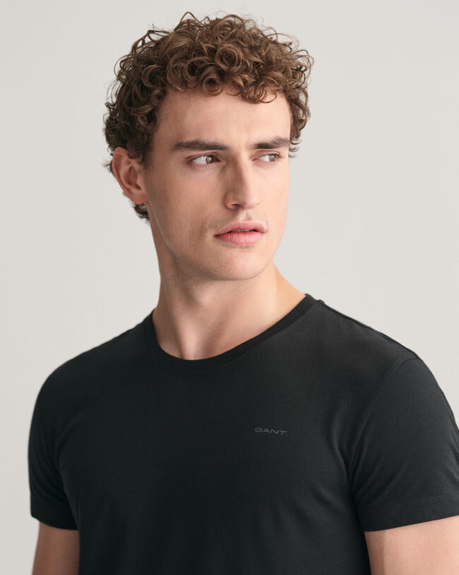 Camiseta De Algodón Blend Cuello Redondo Para Caballero – Negro Jaspe – Bones. – FAUCA