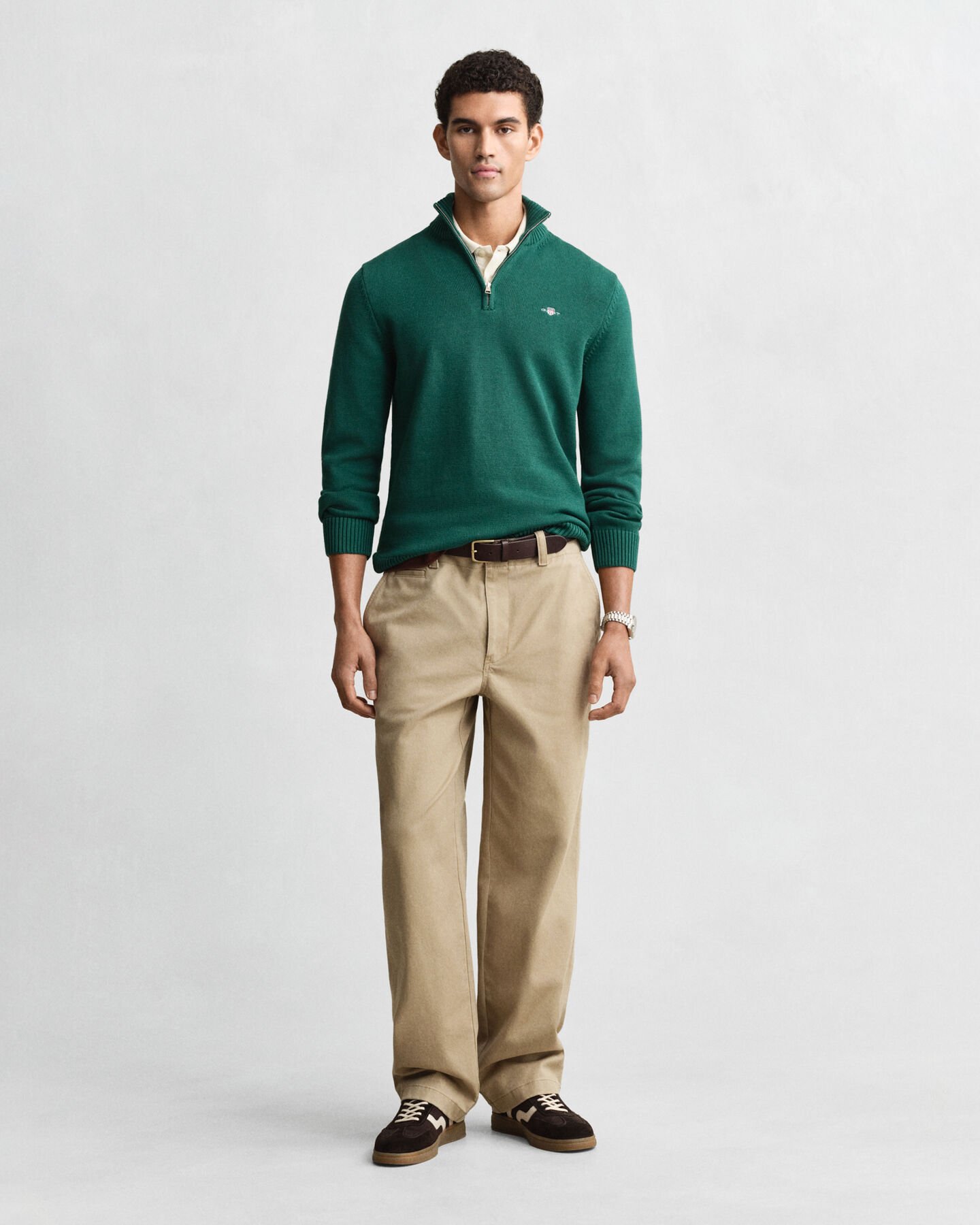 Jersey de algodón con media cremallera Casual