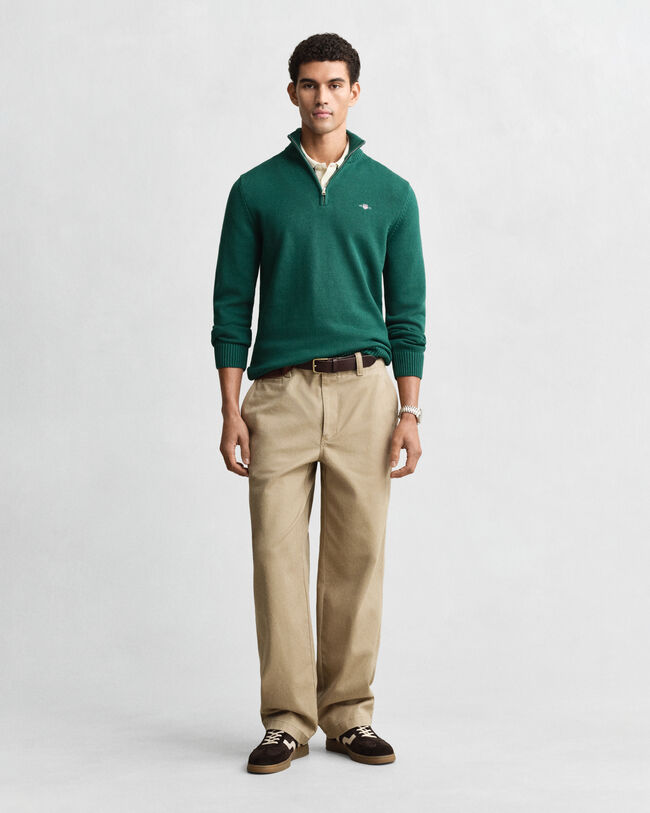 Jersey de algodón con media cremallera Casual