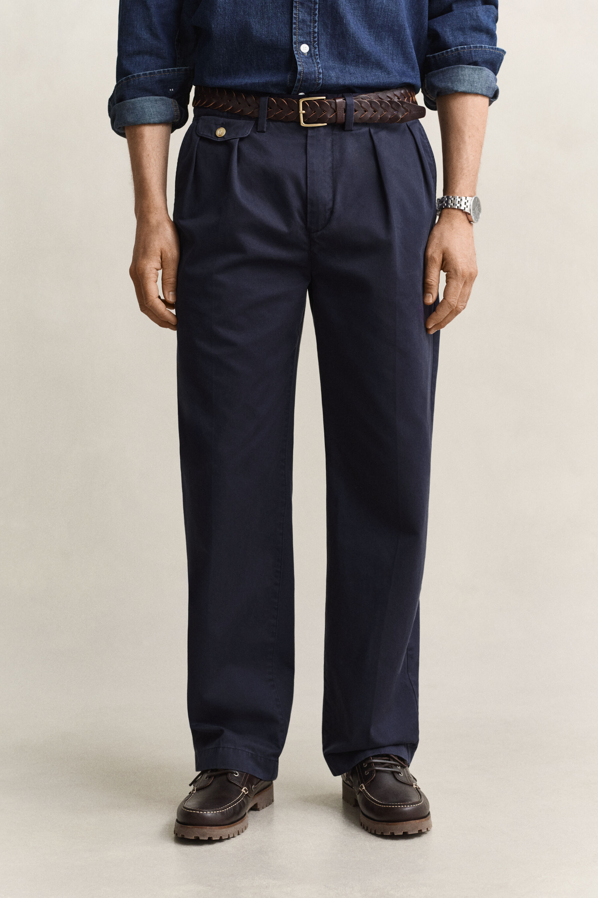 Pantalones chinos de sarga de algodón