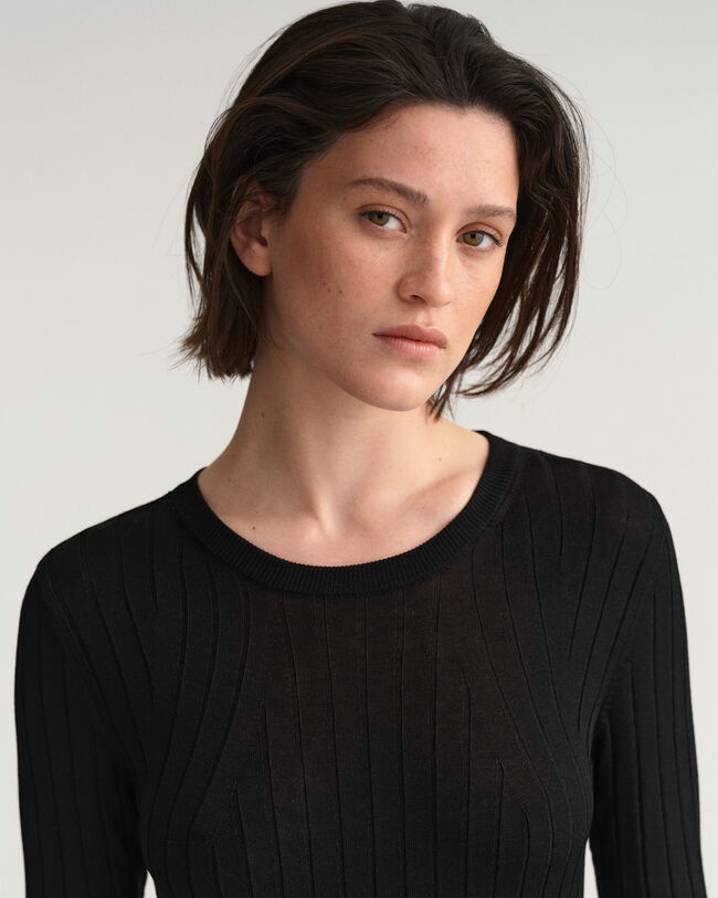 Vestido acanalado con rayas en bloque