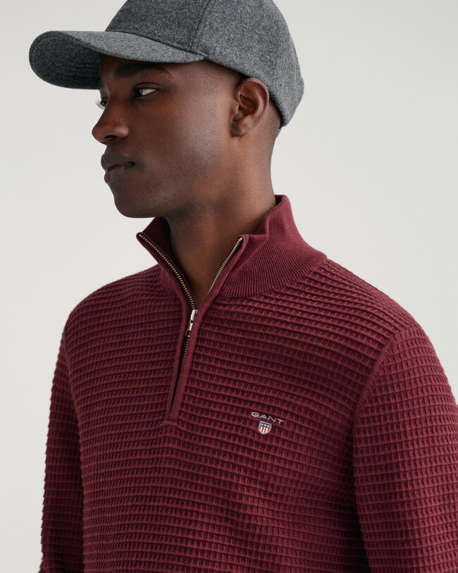 Jersey de algod&oacute;n Texture con media cremallera