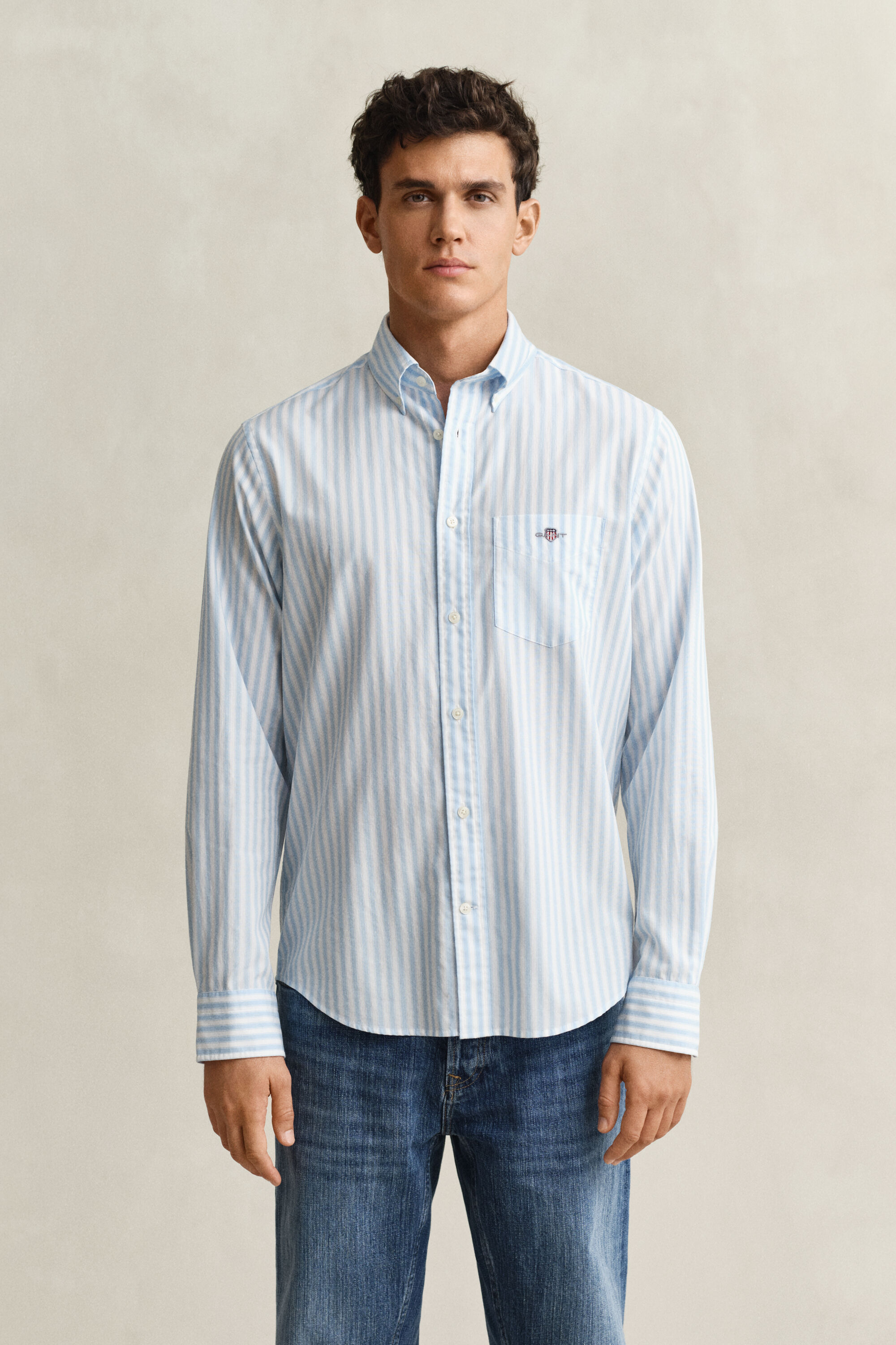 Camisa clásica de popelina a rayas