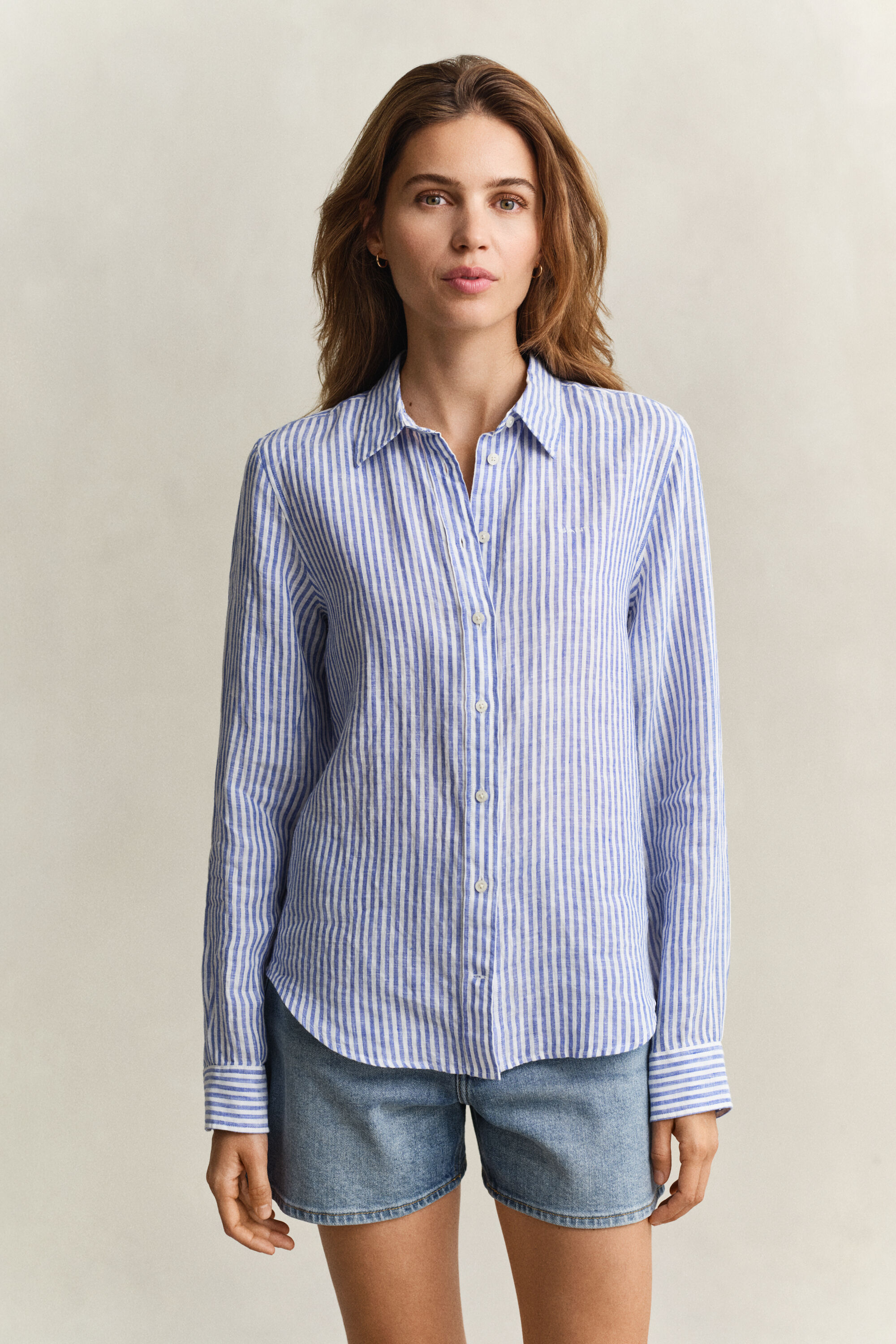 Camisa Regular Fit de lino a rayas
