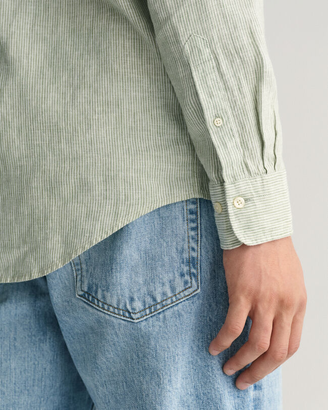 Camisa Regular Fit de lino a rayas