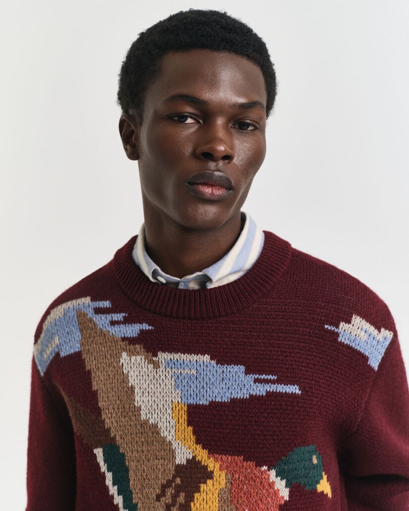 Jersey de cuello redondo con diseño de pájaro