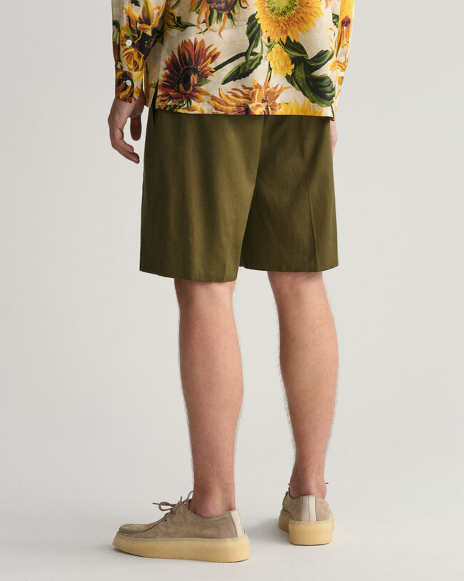 Pantalones cortos de traje en algod&oacute;n y lino