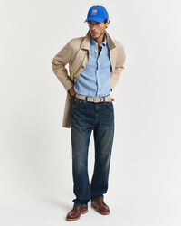 Camisa Regular Fit de manga corta y lino teñido en prenda