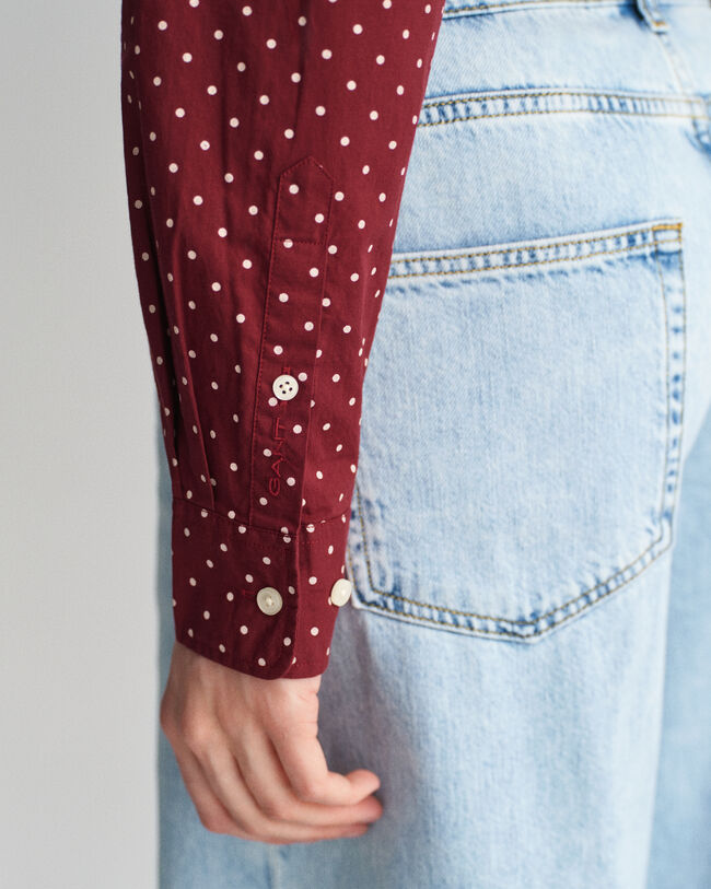 Camisa Regular Fit en gasa de algod&oacute;n con estampado de lunares