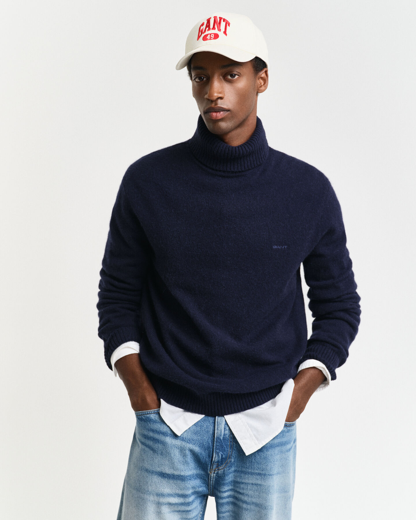 Jersey con cuello de cisne en mezcla de lana