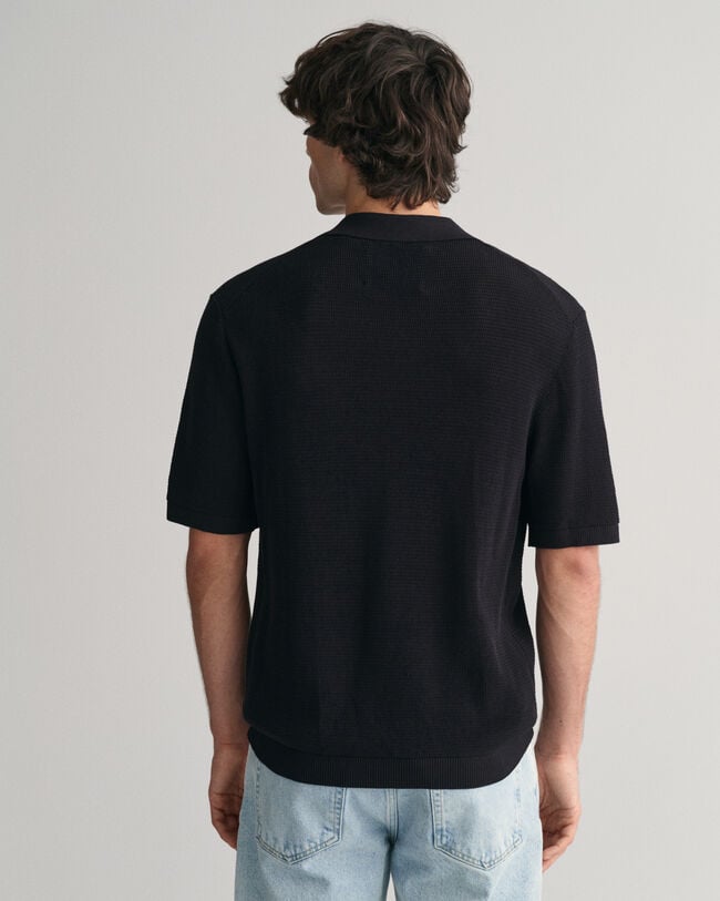 Jersey tipo polo de punto calado