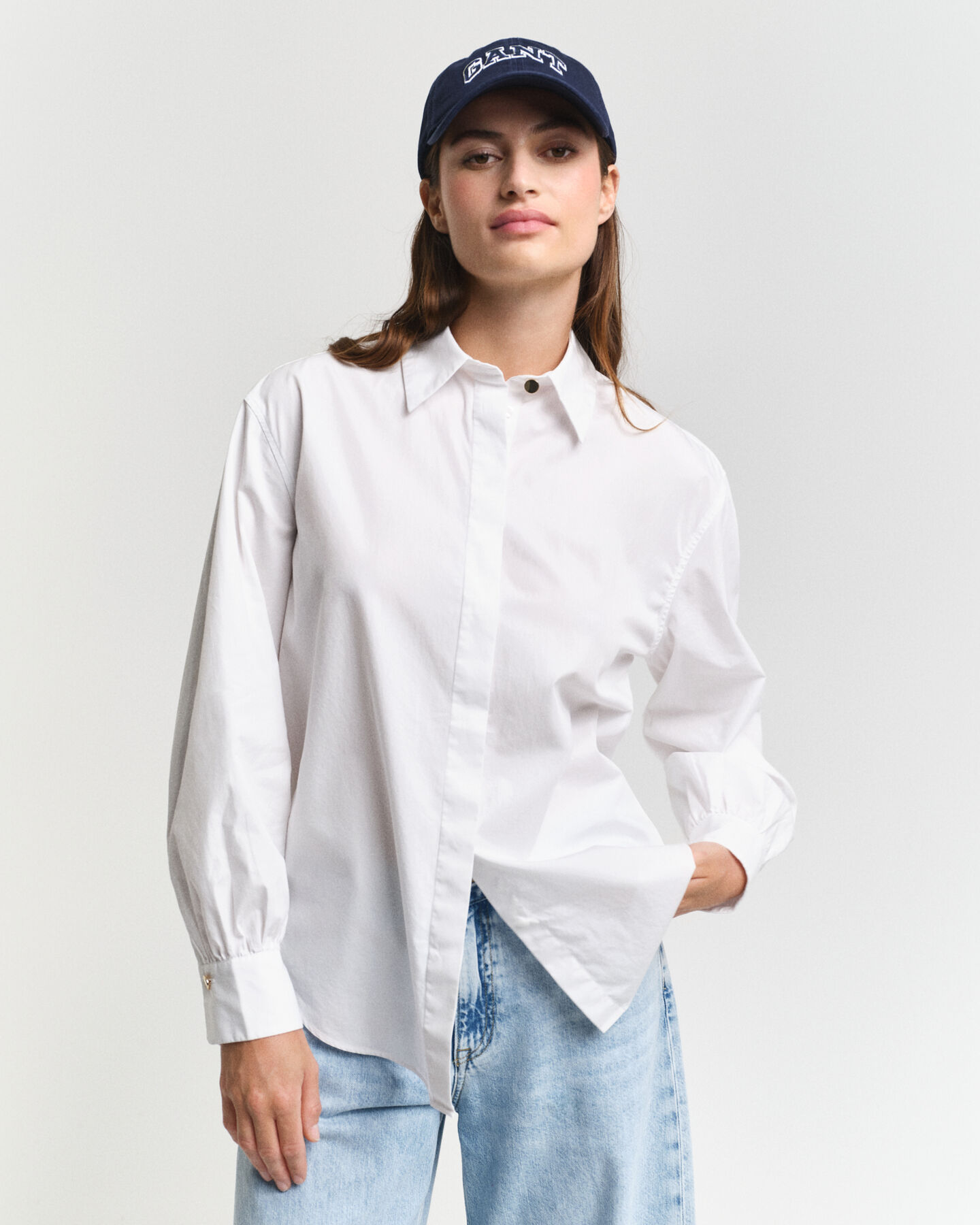 Camisa de popelina con mangas voluminosas Relaxed Fit