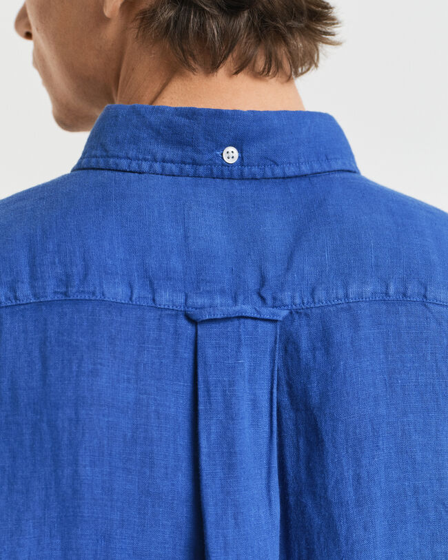 Camisa Regular Fit de manga corta y lino teñido en prenda