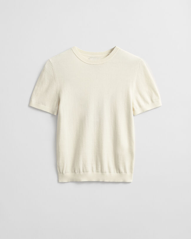 Jersey de punto ligero de manga corta y cuello redondo