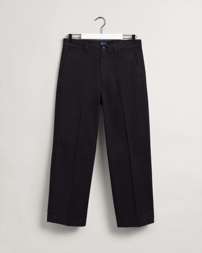 Pantalones chinos de sarga de algod&oacute;n con pernera ancha